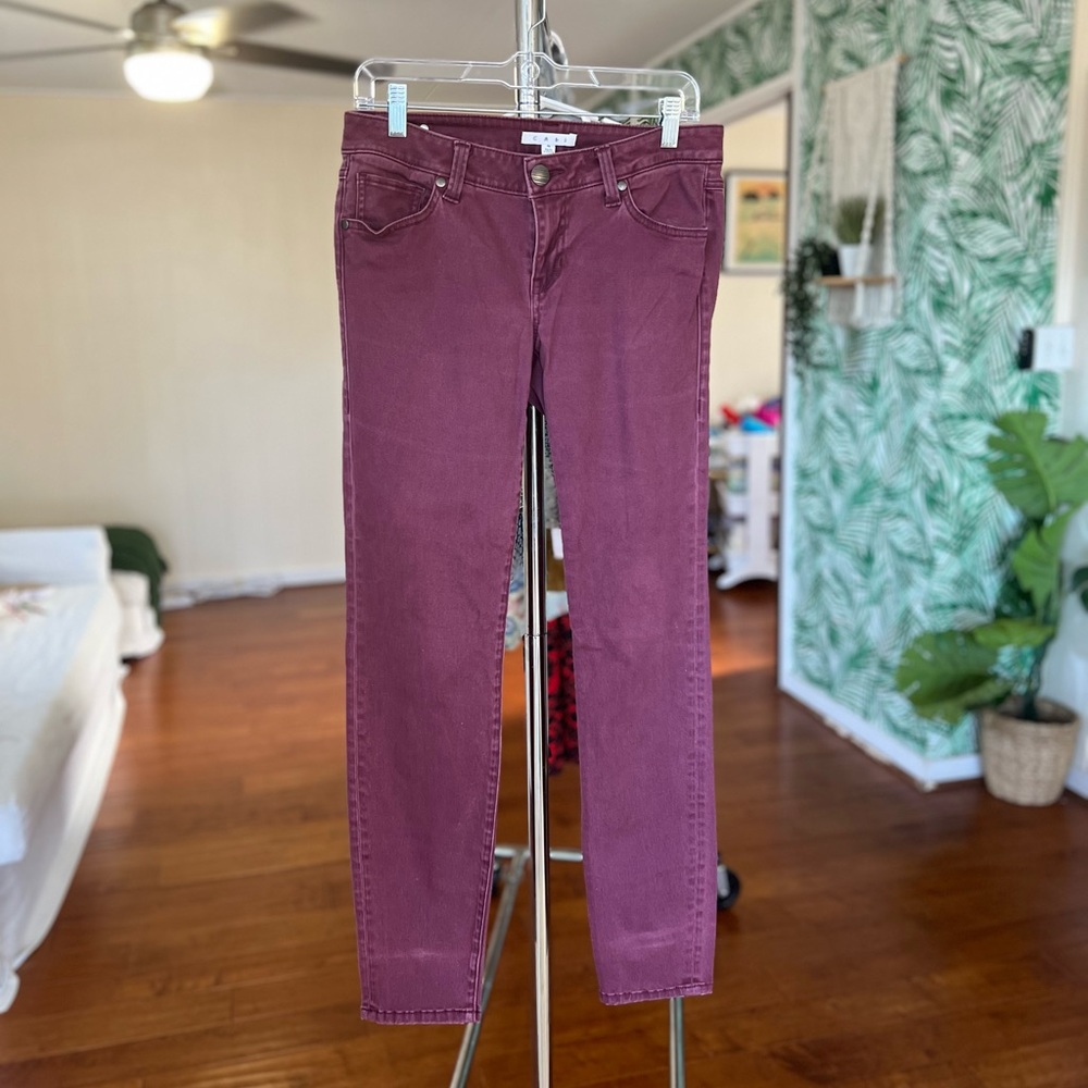 Cabi Bordeaux Skinny Jean Denim Pant Purple Wine Red 919 Sz 4 - Picture 4 of 7